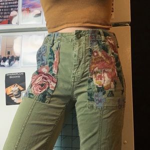 SOLD ANTHROPOLOGIE floral embroidered pants